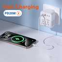 2000W Voltage Converter US to Europe for Hair Dryers, 7-in-1 220V to 110V Converter for European Travel with 3 AC/2 USBA/2 USBC Ports (PD20W), Universal Travel Adapter (White)