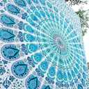 Bless International Handmade Indian hippie Bohemian Psychedelic Peacock Mandala Wall hanging College Dorm Beach Throws Table Cloth Bedding Tapestry (Peacock Sky Blue, King(88x104Inches)(225x265Cms)) (104L" x 88W")