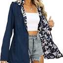 Bellivera Women Reversible Lightweight Jacket Casual Windbreaker Outerwear Waterproof Outdoor Printed Raincoat