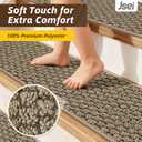 JSEI Stair Treads for Wooden Steps, 14 Pack 9" X 28" Non-Slip Machine Washable Carpet Stair Treads with TPE Backing, Soft Indoor Stair Rug Runner for Kids Elders & Pets, 100% Polyester, Beige, 28''x9''