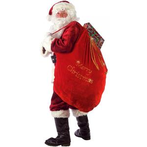 ARAD Large Velvet Embroidered Merry Christmas Santa Present Sack