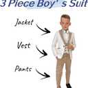 SAROULU Boys Formal Suit Wedding Tuxedo 3 Pieces Floral Jacket Pants Vest Kids Party Blazer (Purple) Size 10