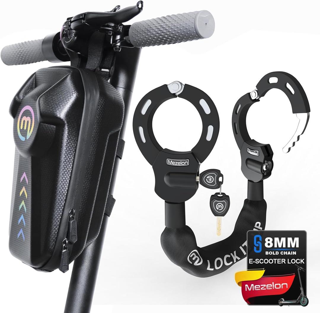Scooter Lock, 8mm Chain Locks Security Anti-Theft Bike Lock with 3 Keys and Waterproof Scooters Bag Electric Scooter Accessories for E-Bike/Motorcycle/Bicycle/Electric Scooters