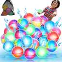 24 PackMagnetic Reusable Water Balloons, Fast Self-Sealing for Kids Adults Latex-Free Silicone Quick Easy Auto Fill Bomb Ball, Refillable Pool Beach Outdoor Activities Games Toy Summer Fun Splash