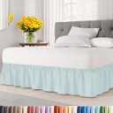Wrap Around Dust Ruffle Bed Skirt - Ice Blue - for Queen Size Beds w/ 15 Inch Drop - Easy Fit Elastic Strap - Adjustable Pleated Bedskirt w/Brushed Fabric - Wrinkle Free - Women, Men, Kids & Teens
