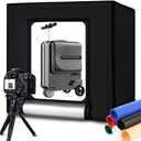 DUCLUS Portable Photo Studio Box 24" x 24", Adjustable Light Box with 120pcs SMD LED Beads, Photo Shooting Tent with White Light and 6 Color Background