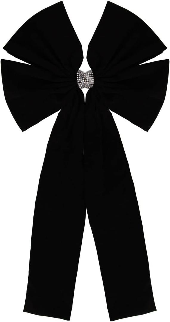 36x18 Inches Extra-Large Christmas Tree Topper Bow Black Velvet Ribbon Gift Bows for Christmas Home Decor, Outdoor Indoor Car Decoration (Black)