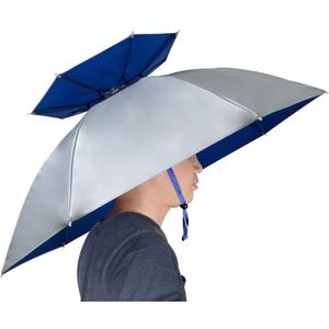 NEW-Vi Fishing Umbrella Hat Folding Adjustable Sun Rain Cap, 37.4Oversize Hands Free Umbrellas, 7-Ribs Anti-UV Waterproof Headwear for Fishing Gardening Golf Sunshade Outdoor