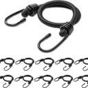 12inch Bungee Cords with Hooks,10Pcs Heavy Duty Extra Strong Outdoor Elastic Rope,Multi-Purpose Elastic Bungee Straps for Luggage, Camping, Tarps, Bike Rack, Outdoor Tent, Weatherproof, Black