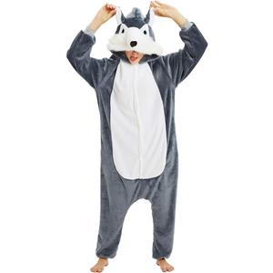 LATH.PIN Panda Onesie Pajamas for Women Men Unisex Animal Cosplay Halloween Onesies Costumes Adult Lounge Wear Sleepsuit (Small, Wolf)
