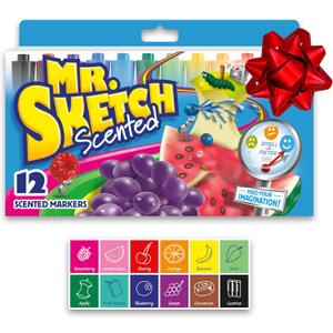 Mr. Sketch Scented Markers, Chisel Tip, Assorted Colors, 12 Count