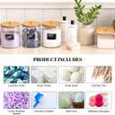 2+1 Pack Glass Laundry Pods Container & Acrylic Dryer Sheet Holder, Clear Laundry Room Organization Containers with Bamboo Lids & Labels, Powder Laundry Detergent Container for Scent Booster, Powder