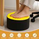 Round PU Leather Ottoman Foot Rest, Foam-Filled Pouf for Sofa and Living Room, Zippered Cover with Removable Foam Insert for Easy-Clean Care, 15.5" D x 8" H