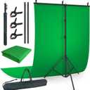 LINCO Lincostore Green Screen Backdrop Kit 5x6.7ft, Portable Green Screen Stand with T-Shape Stand Holder, Carrying Bag for Photography, Party, Decoration, Streaming, Video AM207, 5ft wide 6.7ft high