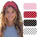 Womens Polka Dot Headband - 4PCS Head Bands for Women's Hair Stretchy Non Slip Wraps Fashion Soft Wide Headbands Yoga Workout Hair Accessories