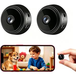 Small Spy Camera Room Camera WiFi Home Security Camera Mini Hidden Camera Video Recorder Night Vision Live Feed Playback Phone App Control, 2 Packs