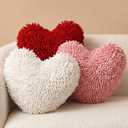 Barydat 3 Set 17 Inch Red Heart Shaped Pillows Valentines Heart Throw Pillows Decorations for Valentine Gift Living Room Sofa Office Sofa Cars Chairs (Red,Pink,White)