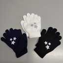 Glooarm 3 Pairs Kids Gloves Winter Gripper Knit Magic Gloves Stretch Warm Cold Weather Gloves for Boys Girls 4-12 Years (Snowflake)