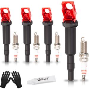 Set of 4 Upgraded Ignition Coil Park and Spark Plugs Compatible with BMW 228i 320i 328i 428i 528i xDrive X1 X3 X4 X5 Z4 Mini Cooper Countryman 1.6L 2.0L Replaces UF598 C1692