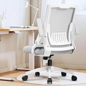 GTPLAYER Ergonomic Office Chair with Flip-up Armrests Executive Computer Chair for Home Office, Breathable Mesh & Comfy Lumbar Support, Moon Gray, Large
