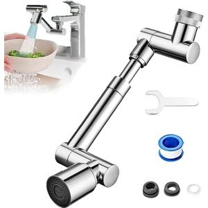 Swivel Faucet Extender, Rotating Faucet Extender for Bathroom Sink With Splash Filter, Robotic Arm Extension Faucet Aerator Sink Face Wash Attachment for Kitchen Sink Bathroom (Silver) Swivel Faucet Extender, Rotating Faucet Extender for Bathroom Sink With Splash Filter, Robotic Arm Extension Faucet Aerator Sink Face Wash Attachment for Kitchen Sink Bathroom (Silver)