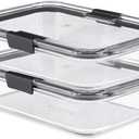 Rubbermaid Brilliance Glass Food Storage Containers, 8 Cup, Set of 2, BPA-Free, Leak-Proof, Clear