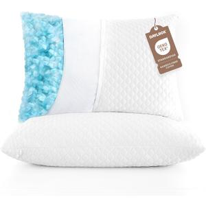 DAYLUCK Cooling Bed Pillows for Sleeping 2 Pack, Standard/Queen Size Set of 2, Firm and Soft Adjustable Shredded Memory Foam Pillows for Side Back Stomach Sleepers, Neck Pain Relief (White)