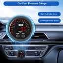 Universal Fuel Pressure Gauge 21/16in 52mm Ultraslim 15PSI Red LED DC12V-24V with Alarm and Electronic Sensor for Car & Truck