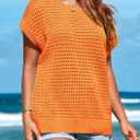 PRETTYGARDEN Womens Spring Tops 2026 Summer Shirts Crochet Cap Sleeve Sweater Pullover Cute Beach Vacation Clothes, Large