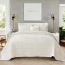 Quilt Set California King Size 106x118 Luxurious Velvet Bedding Sets with 2 Pillow Shams 20x36 3 Pieces Ultra Soft Quilted Bedspread Coverlet Comforter for All Season, Cream White