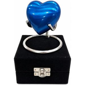 Blue Heart Urn for Ashes Heart Keepsake with Stand & Premium Box Small Urn for Human Ashes Honor Your Loved One with Mini Urn Shaped Cremation Urn for Adults & Infants