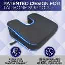 YogiBum Patented Cushion | Extra Large Tailbone Gap | Small Size for 100 lbs to 190 lbs | Relief for LowBack, Tailbone, Sciatica, Hemorrhoids | Snug Fit on Office/Computer Chairs