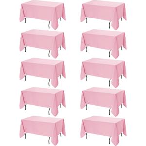 10-Pack Pink Tablecloths for Rectangle Tables, 60 x 120 Inches, Stain-Resistant Polyester Fabric for 6 Foot Tables - Washable Table Covers for Weddings, Banquets, Birthday Parties, Events