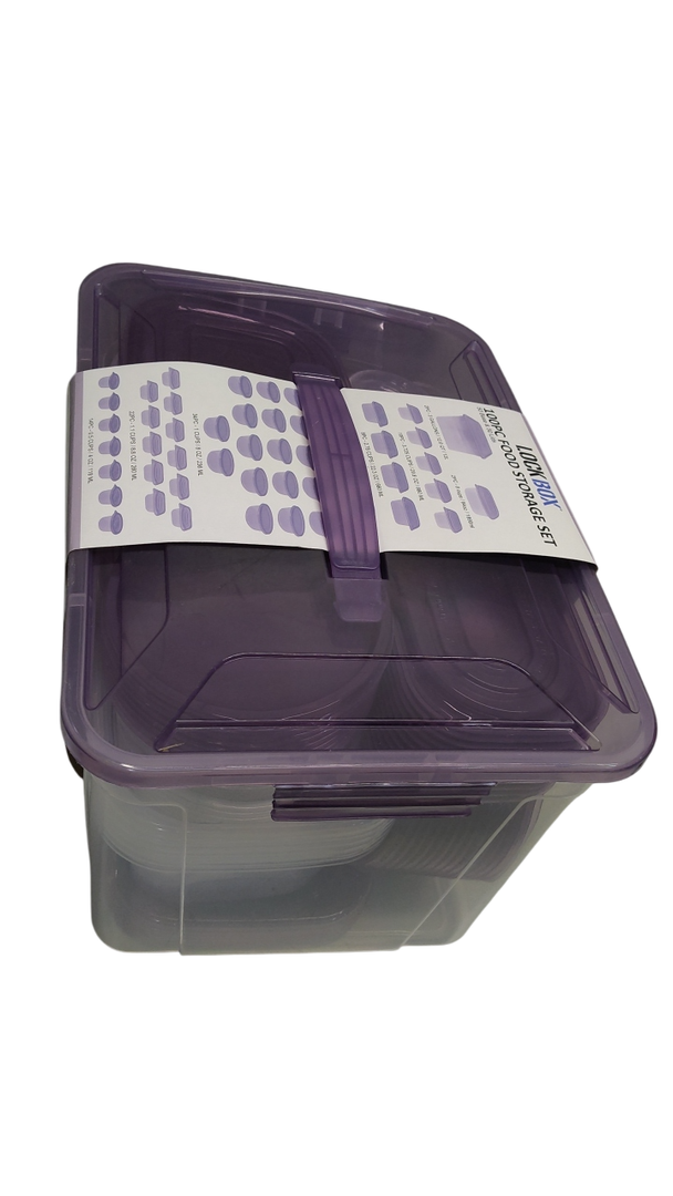 LOCK BOX 100PC FOOD STORAGE SET PURPLE