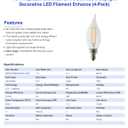 Feit Electric Candelabra LED Light Bulbs, Dimmable, 40W Equivalent, E12 Base, 5000K Daylight White, Vintage B10 Filament Candle Light Bulb for Chandelier, BPCFC40950CAFIL/4/RP, 4 Pack