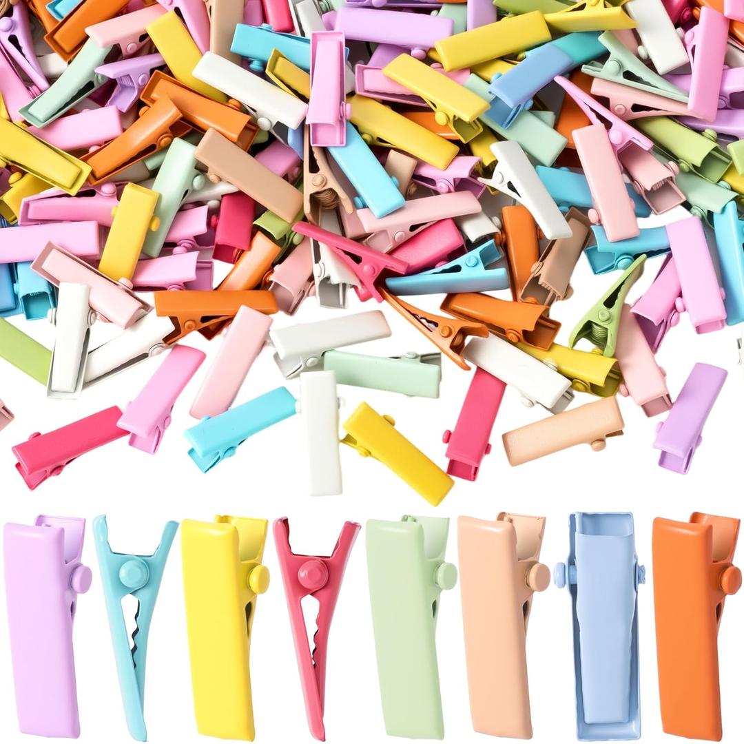 100pcs Metal Alligator Hair Clips, Small Crocodile Hair Clips, Alligator Barrettes Accessories for Women DIY Crafts, Bows, Arts - Mixed Macaron Colors, 2.1 cm