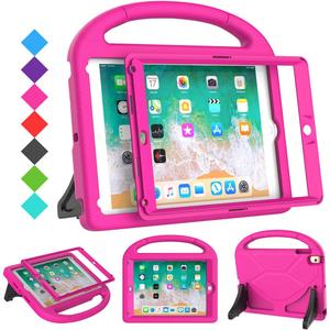 SUPLIK Kids Case for iPad 5th/6th Generation(9.7 inch, 2017/2018), iPad Air 2/1 & Pro 9.7 Case with Screen Protector, Durable Protective Cover with Handle Stand for Apple iPad 5/6 Gen, Pink