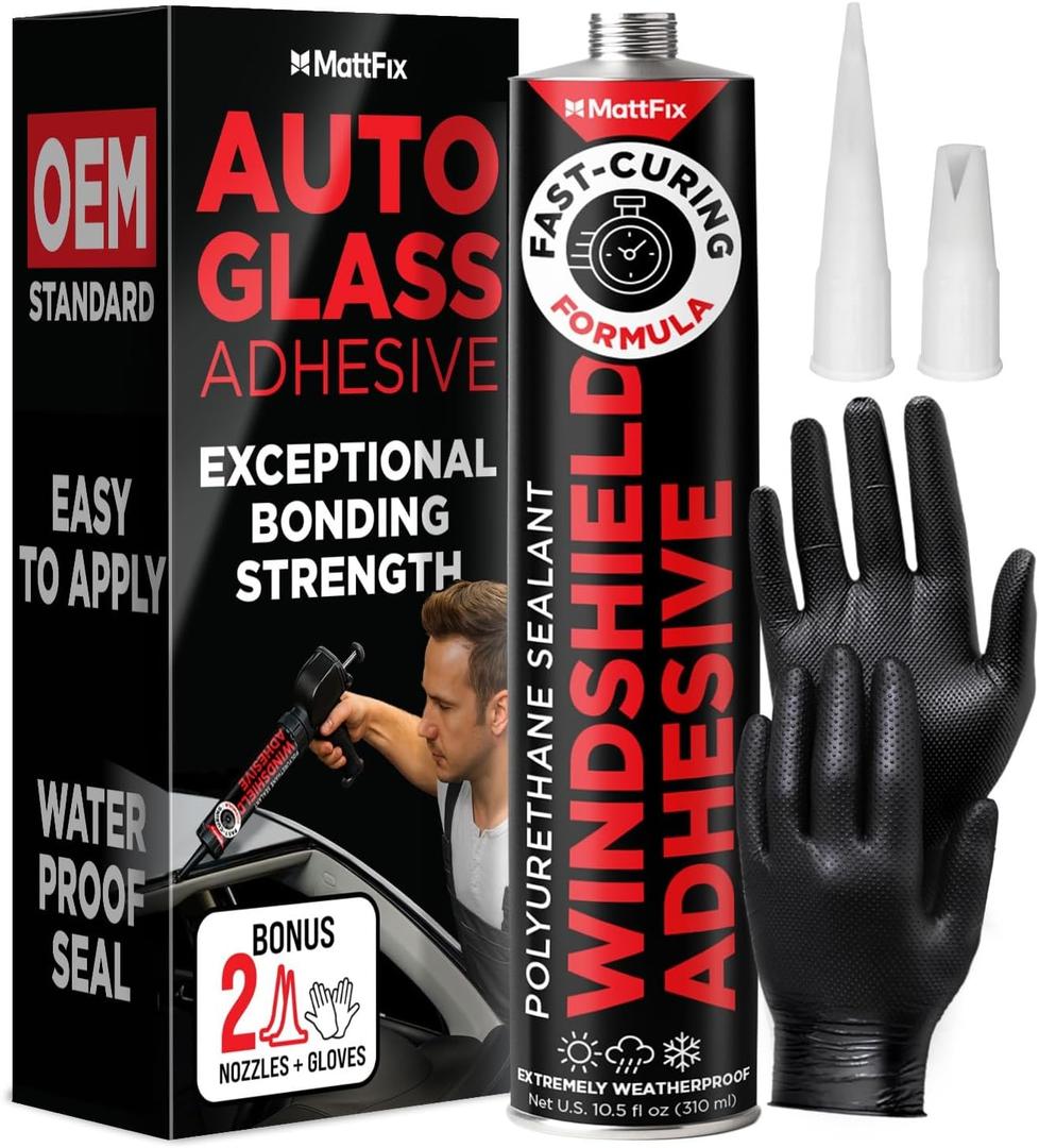 Windshield Adhesive – Easy to Apply – Fast Curing & Weather Resistant – High-Strength Bond – Professional Polyurethane Auto Glass Adhesive – Windshield Sealant – Repair Kit for Cars, Trucks & SUVs