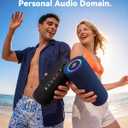 BassBloom Roar 3 Portable Bluetooth Speaker,20W Powerful Sound with JIKE Bass,IPX6 Waterproof,24H Playtime,Bluetooth 5.4,RGB Lights,Wireless TWS Pairing,Outdoor for Camping and Beach (Black)