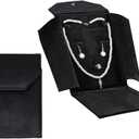 NBEADS Velvet Necklace Jewelry Travel Folder Storage Display Case, 8.27x6.1x0.98inch Necklace Display Pearl Folder Travel Jewelry Case for Necklace Ring Chain Bracelet Hoop Earrings, Black