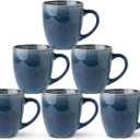 GBHOME Ceramic Coffee Mugs Set of 6, 12oz Stoneware Coffee Mugs Set For Dad Mom Women MEN, Light Weight Ceramic Coffee Cups for Latte/Tea/Beer/Hot Cocoa, Dishwasher & Microwave Safe (Space Blue)