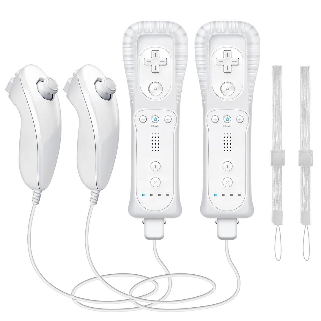 WDZP (White *2) Remote Controller with Motion Plus for Wii/WII U, 2 in 1 Remote with Nunchuck Controller for Wii/WII U Console [nintendo_wii_u]