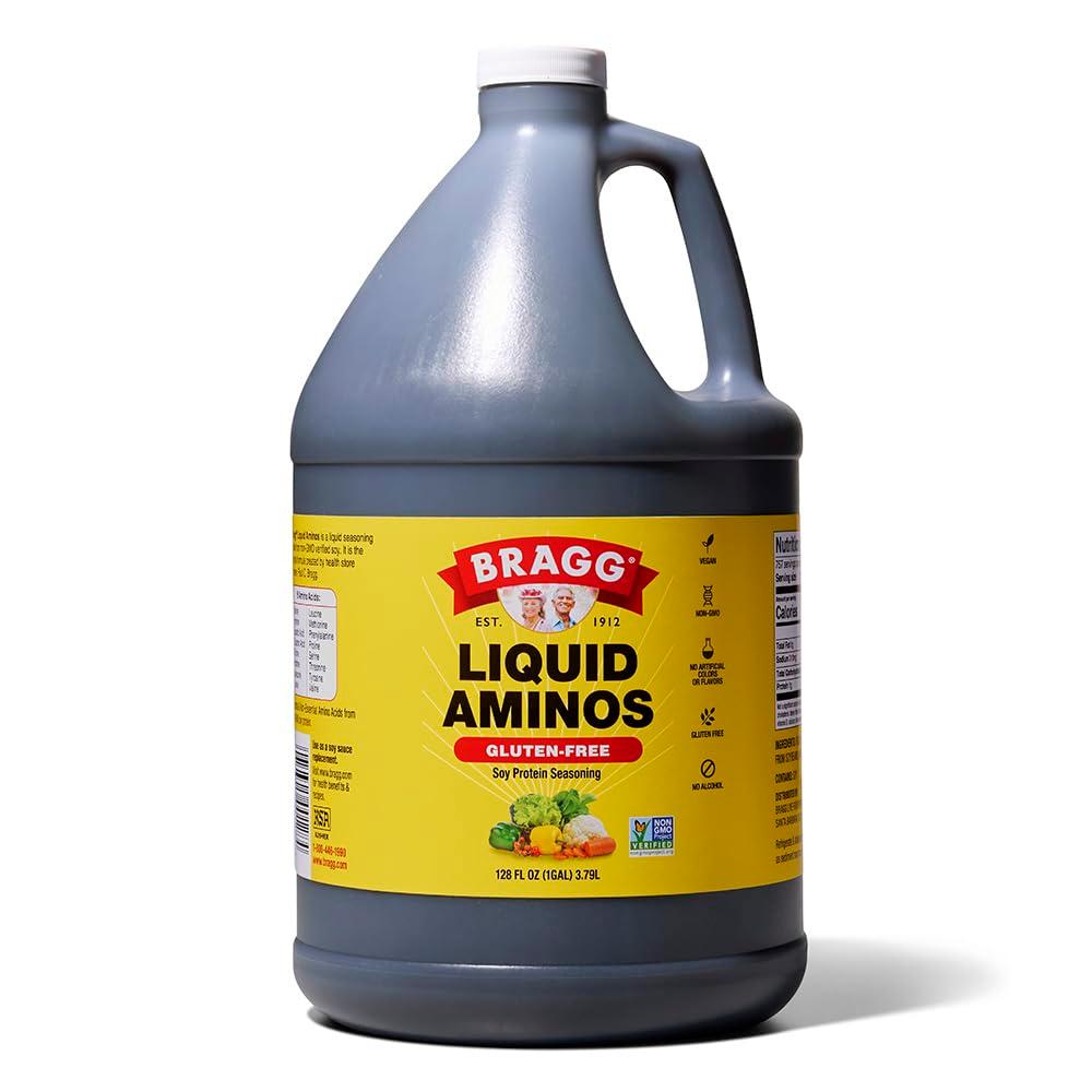 Bragg Liquid Aminos All-Purpose Seasoning - 128 fl oz - Gluten-Free Soy Sauce Alternative - Perfect for Stir-Fries and Cooking at Home (128 Fl Oz (Pack of 1))