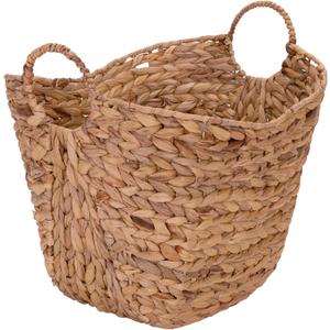 Household Essentials ML-4002 Tall Water Hyacinth Wicker Basket with Handles | Natural, Brown, Natural (9"D x 19"W x 17"H)