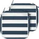 Magpie Fabrics Indoor Outdoor Cushion Cover Replacement 2 Pack, NO Insert! Water Repellent Slipcover with Ties Christmas Decor for Patio Garden Chair Seat Sofa Bench Wicker(Navy White, 20x18x4 Inch) (White Navy)