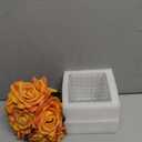 Fule Artificial Silk Rose Flower Centerpiece Arrangement in Glass Vase with LED Light for Home Wedding Decoration (Orange)