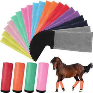 Paterr 40 Pieces Mesh Fly Boots for Horses Breathable Horse Leggings Protective Leg Boots Prevent Flies and Mosquitoes Bites Reduces Stress Stomping