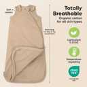 2-Pack Organic Baby Sleep Sacks, 100% Cotton - Soft & Breathable 0.5TOG Baby Wearable Blanket, Toddler Sleeping Sack 0-6 Months, Easy to Wear Transitional Swaddles for Newborns (Ecru, S) (Beige)