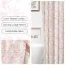 Pink Cotton Waterproof Extra Long Shower Curtain, Farmhouse Elegance Floral 84 Shower Curtains for Bathroom Decor, Chic Fabric Cloth Flower Leaves Shower Curtain 72" W x 84" L