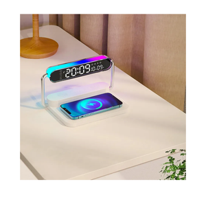 4in1 Multifunction Mobile Wireless Charger with Colorful Night Lights, Bluetooth Speaker, Digital Clock Alarm